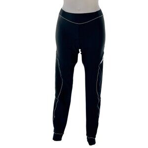 4U CYCLING Women's Riding Pants Black Full Length Stretch Gel Padded Seat Size L